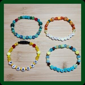 Pokemon Starters- 4 Bracelet Bundle, Size 7"